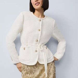 Ann Taylor Tweed Belted Jacket